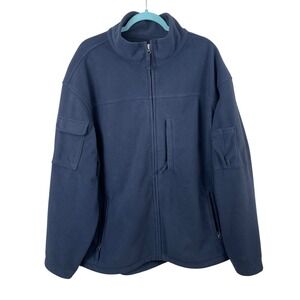 Duluth‎ Trading Co Fleece Jacket 2XL Navy Blue Full Zip Pockets Mens Outdoor
